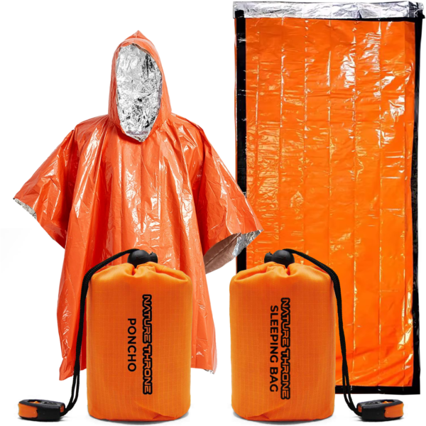 Kit de Supervivencia: Poncho de Lluvia y Saco de Dormir de Emergencia